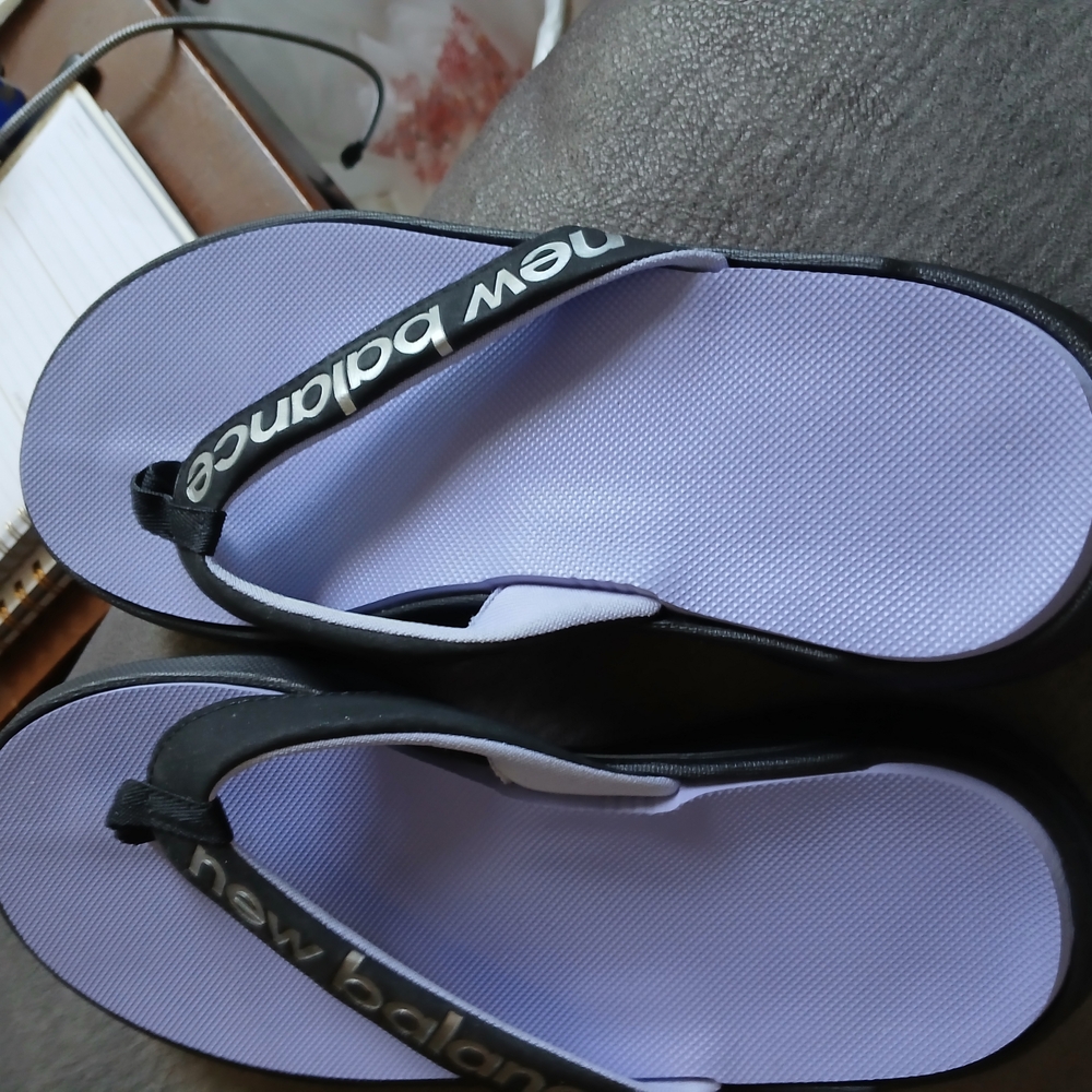 New Balance Black and Purple Flip Flops